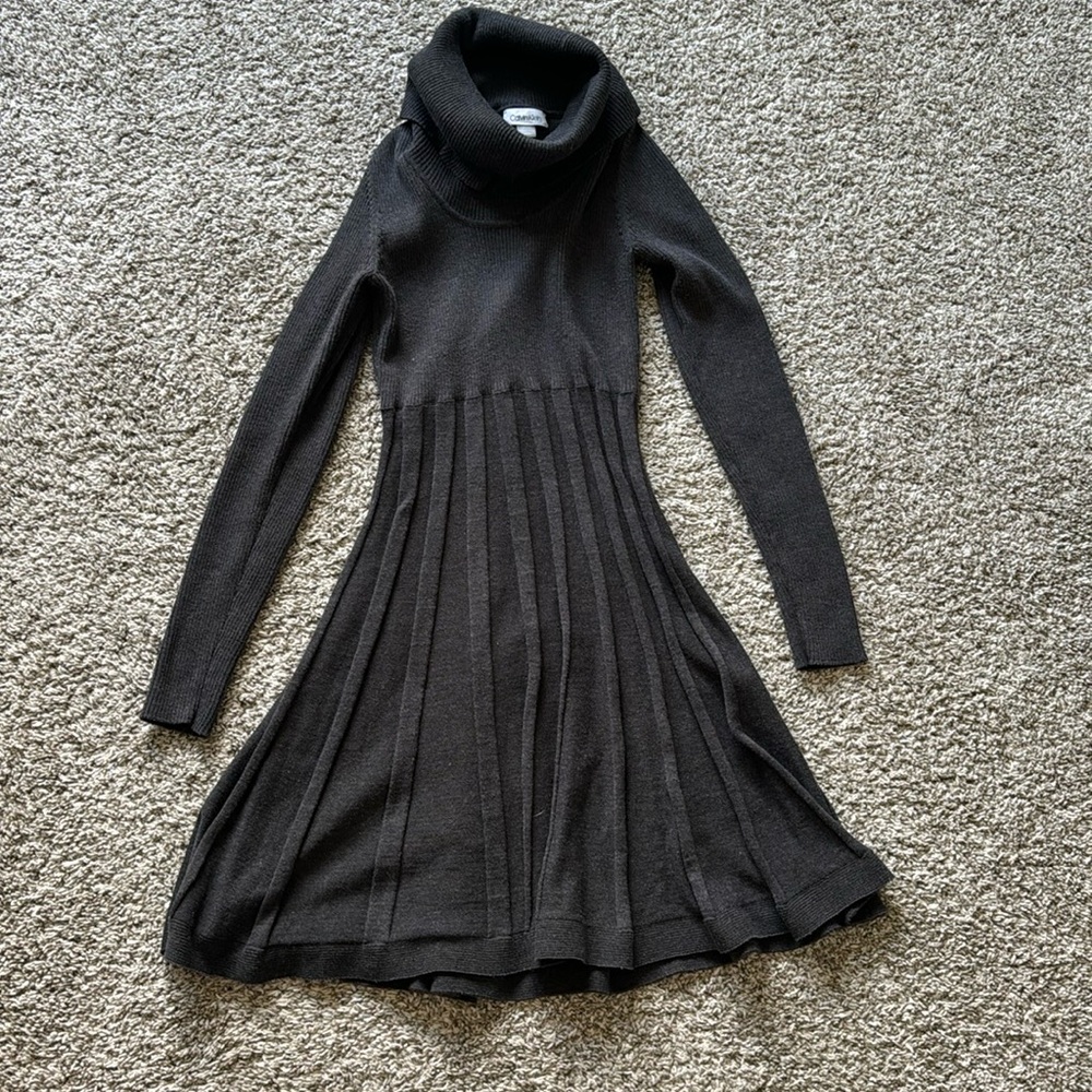 Fold over cowl neck sweater dress